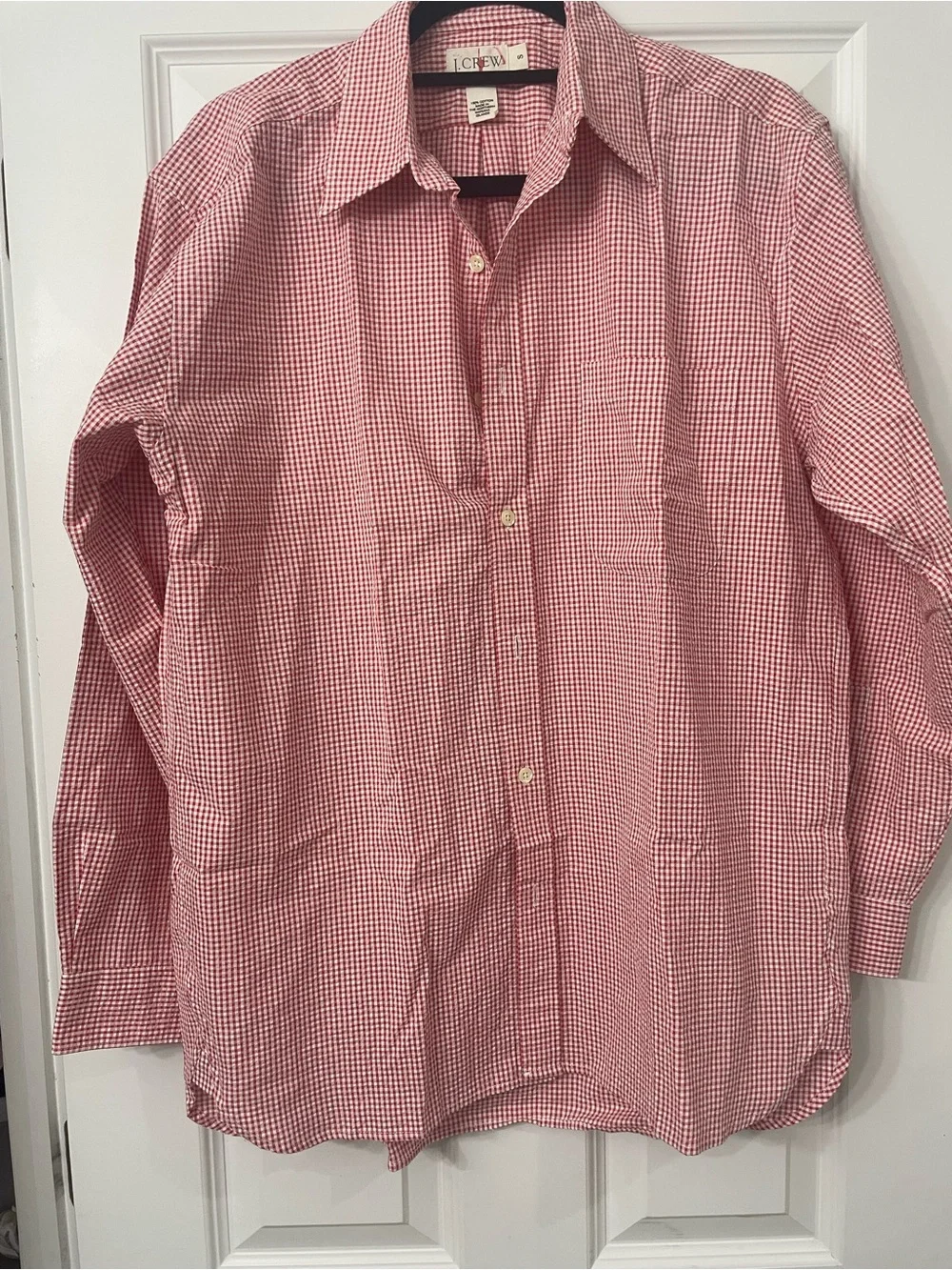 J. Crew Vintage Oarsman Red/white Gingham Seersucker Men's Button-Down Small